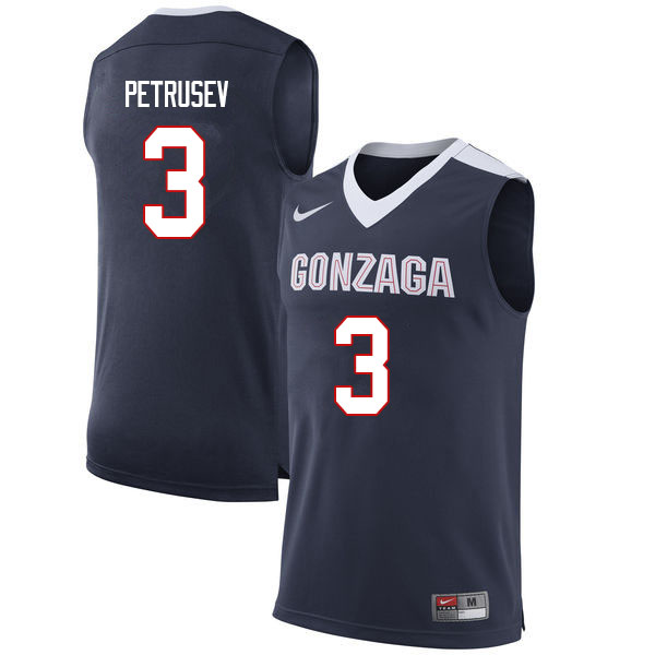 Men Gonzaga Bulldogs #3 Filip Petrusev College Basketball Jerseys Sale-Navy